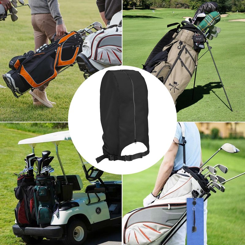 MUTUSHI Golf Bag Rain Cover Waterproof Golf Bag Hood Cover Gifts for Any Golfer,Beginner,Men and Women 13" L x 8" W x 20" H Black