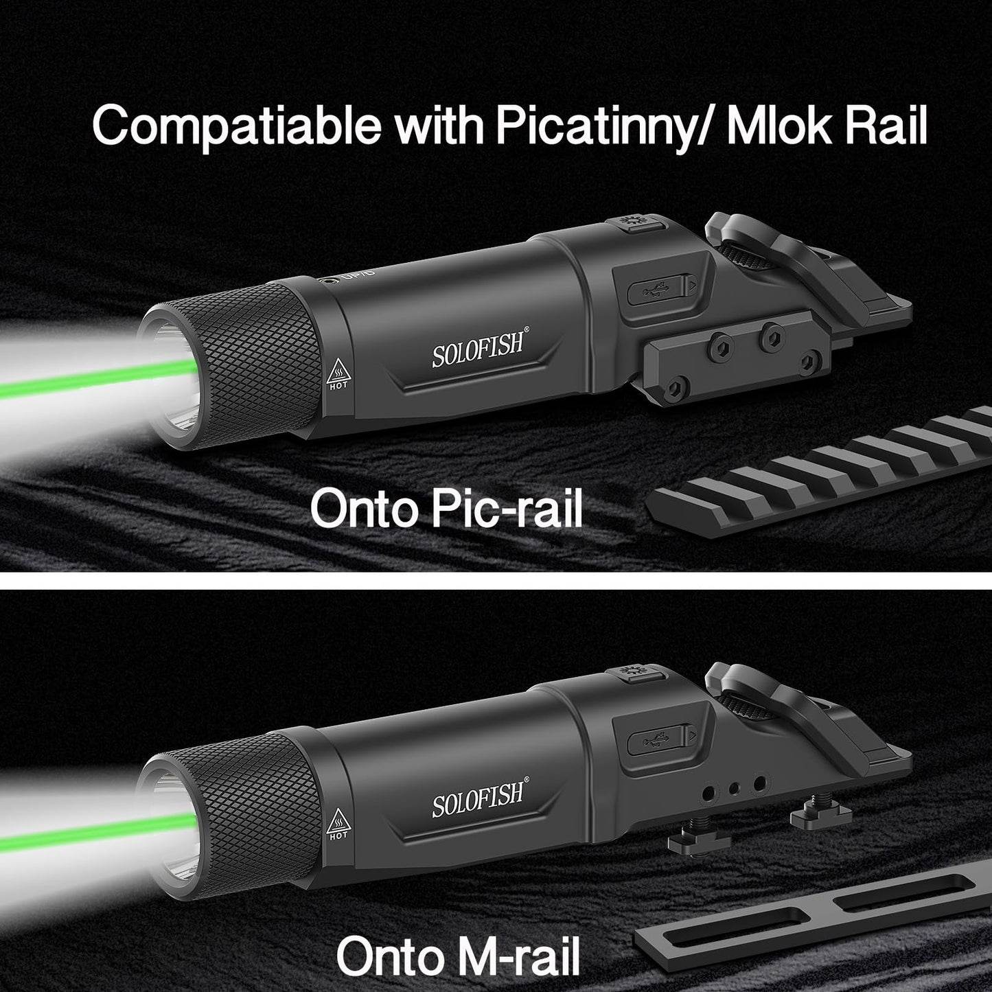 Solofish 1750 Lumens Green Laser Light Combo for Rifle