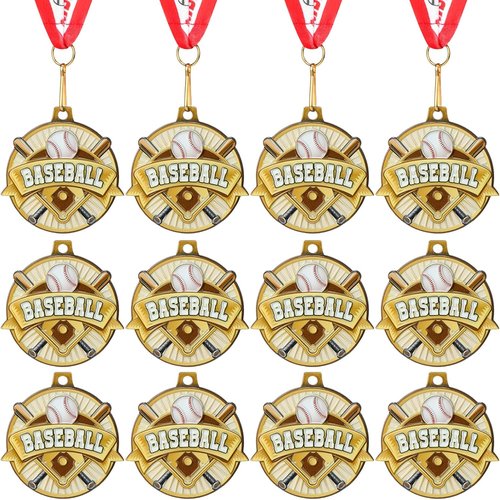 Ecation Medals with Neck Ribbons Soccer Awards Medals Baseball Team Awards Softball T-Ball Flag Football Trophy for Kids Sports Competitions Celebration Gift