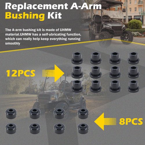 Qagea Replacement A-Arm Bushing Kit for GTW Golf Cart Front A-Arm Lift, Compatible with MadJax MJFX A-Arm Lift (Black)