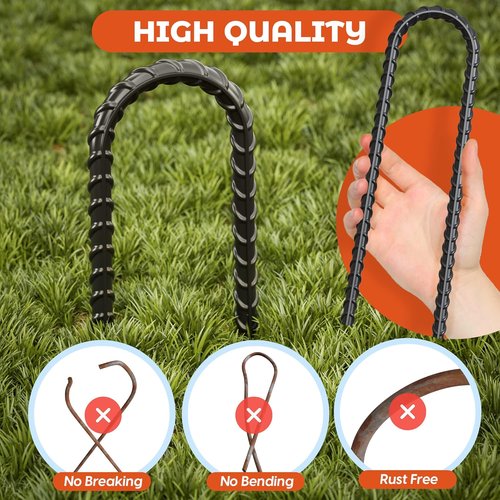 Happin® Trampoline Anchors - Heavy-Duty Ground Stakes for Secure Installation | 12 Inch, Black (8 Pack)