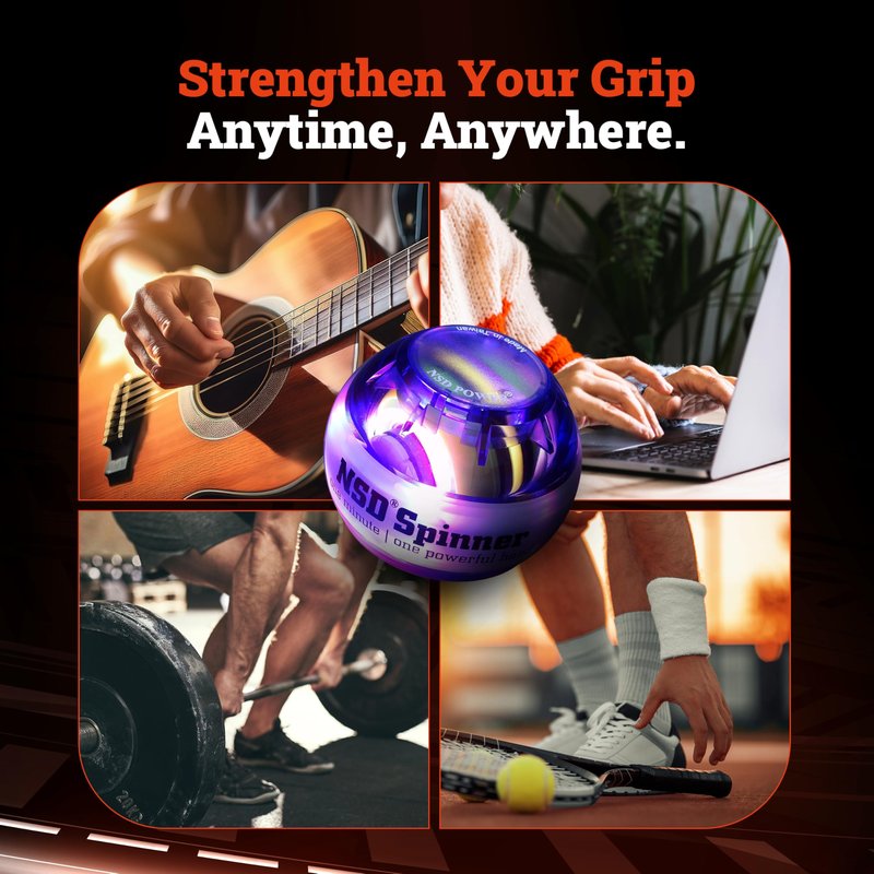 Auto-Start NSD Rainbow Lit Spinner Gyro Ball – Up to 15,000 RPM Premium hand strengthener and wrist exerciser for grip strength training, forearm workout, and pain relief; durable and portable