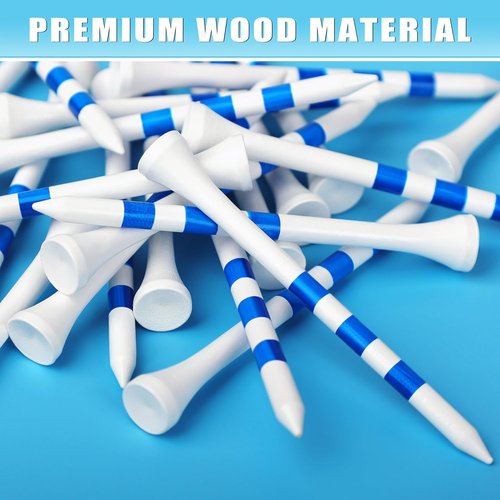 CHAMPKEY Premium Wood Golf Tees - 200 Count with 3-Line Marking System for Consistent Long-Distance Shots