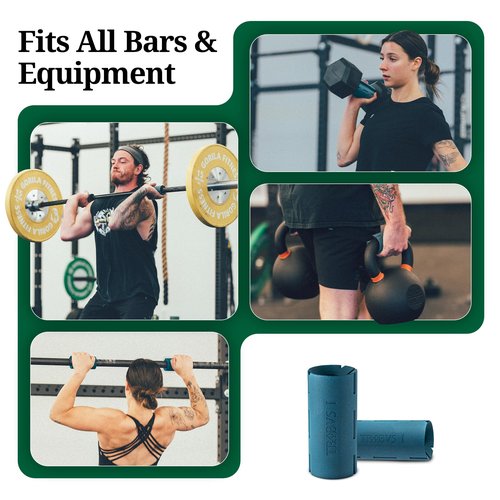 Tribus Grips Thick Grips for Dumbbells & Barbells (2.0” diameter) - Thick Dumbbell Grips (One Pair), Arm & Forearms & Grip Strength - Superior Barbell Grip & Comfort for Weight Lifting