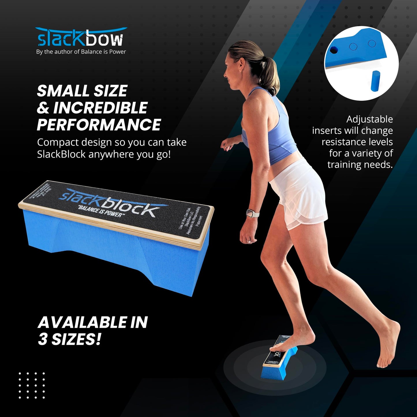 SlackBow SlackBlock Athletic Balance Trainer – Improve Balance, Stability, and Athletic Performance – Condition Your Body and Prevent Injury - Compact and Portable – 13”