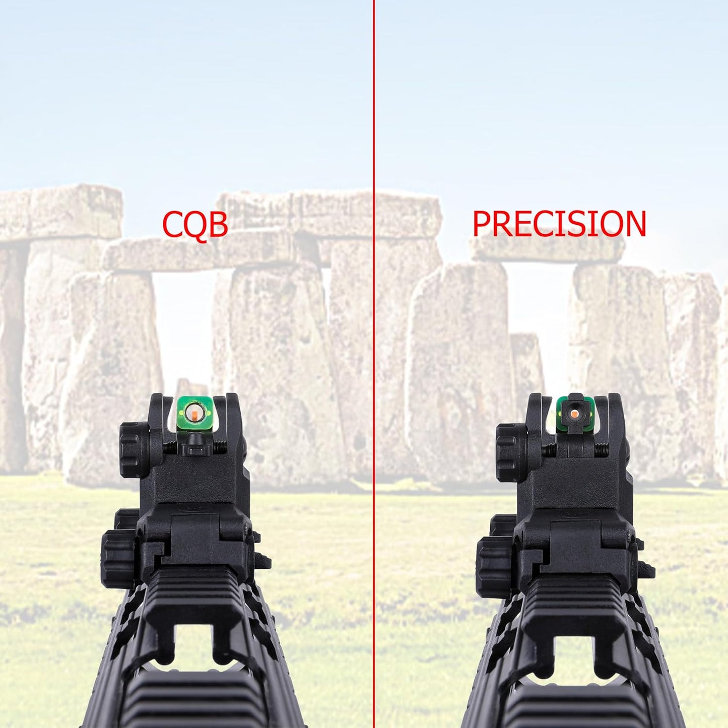 Skiennix Fiber Optic Sights - Tool-Free Adjustable Flip Up Front & Rear Backup Sights | Red & Green Dots