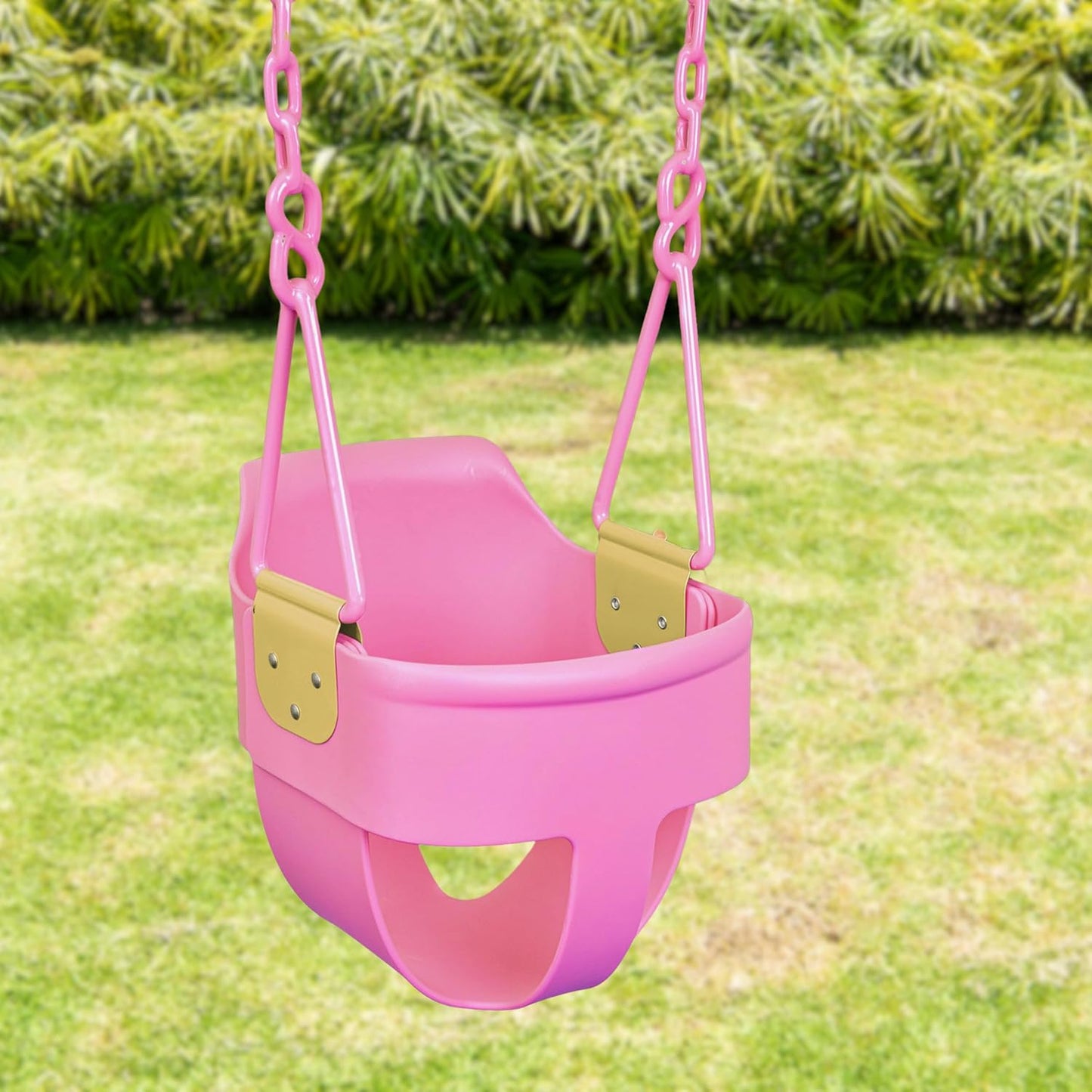 Squirrel Products Premium High Back Toddler Swing Seat - Easy Install with Plastic Coated Chains - Pink
