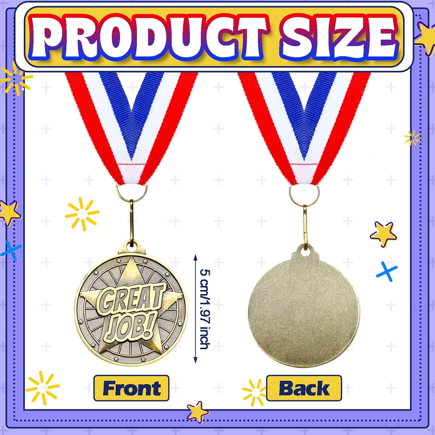 Quelay 100 Pcs Award Medals Bulk 2 Inch Gold Winner Medals with Neck Ribbons for Sports Tournaments Competitions Party Favors