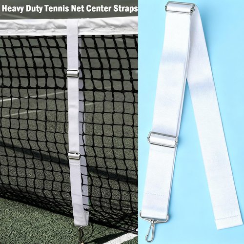 Heavy Duty Premium Tennis Net Center Strap Standard Nylon Net Adjuster with Metal Hook for Court Tennis Net Center Belt, White