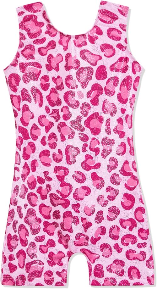 Domusgo Gymnastics Leotards for Girls - Sparkly One-Piece Pro Unitard with Shorts, Size Options Available