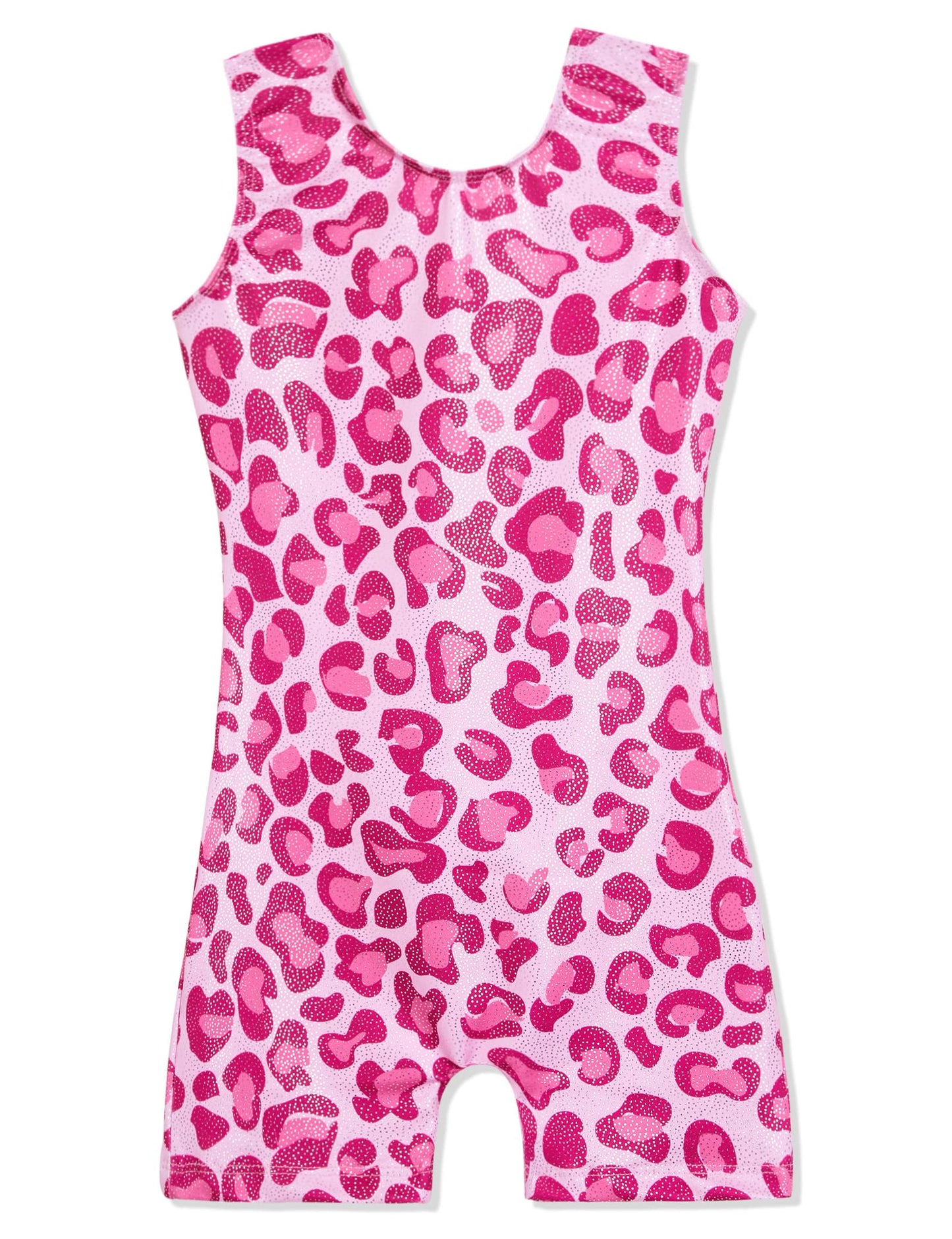 Domusgo Girls Gymnastics Leotards Size 4t 5t Shiny One Piece Soft Pink Leopard Dot Tumbling Unitards