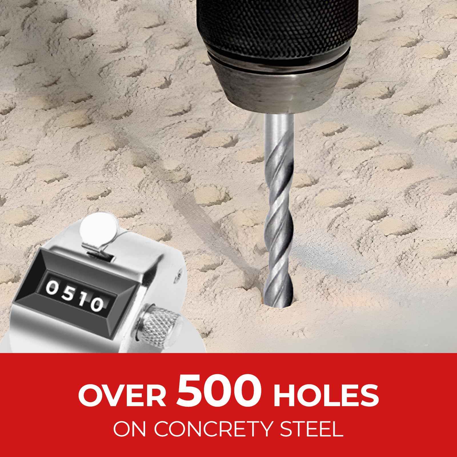 Keewaki SDS Plus Rotary Hammer Drill Bit Set - 10-Piece Includes 5/32" to 1/2" Sizes Concrete Masonry Drill Bits for Brick, Cement & Stone - Durable Alloy Tip, Fast Drilling