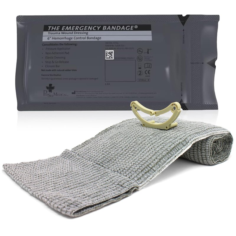 Ever Ready First Aid Israeli Compression Bandage – 6" Tactical Emergency Trauma Dressing for Bleeding Control, First Aid & EMS Use – Black – FSA/HSA Eligible