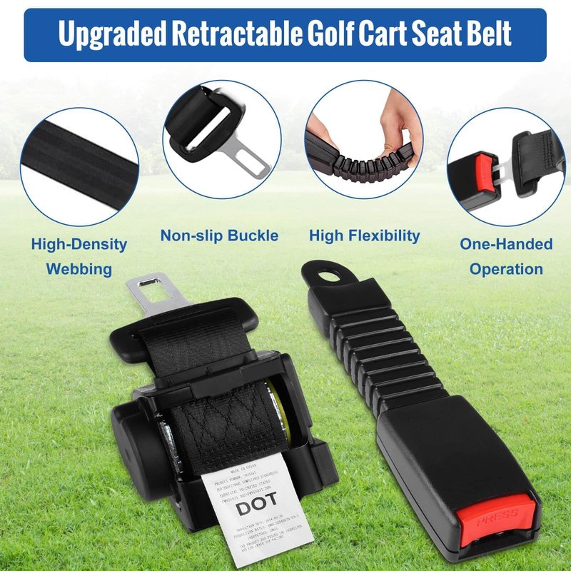 MOSNAI 61 Inch DOT Golf Car Seat Belt for EZGO TXT Club Car DS Yamaha 4 Passenger(2+2), Not Fit Yamaha G2/G9 or 2 Passenger EZGO RXV, Club Car Precedent/Onward, Yamaha G29 Drive/ Drive2