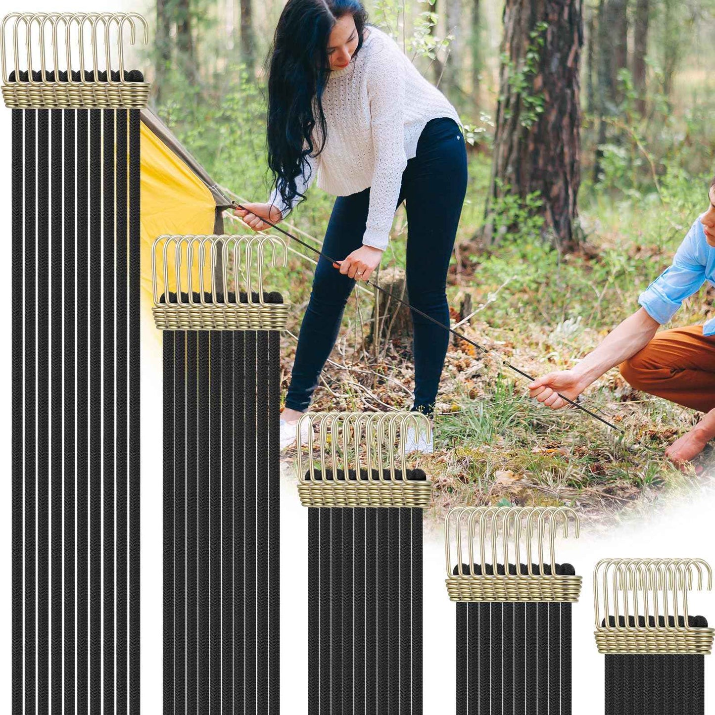 GliCraft 50 Pcs Mini Bungee Cords with Hooks Small Bungee Cords Short Elastic Straps for Luggage Bikes Camping Tools Tarp Cargo Motorcycle(2/4/6/8/10 Inch,Black)