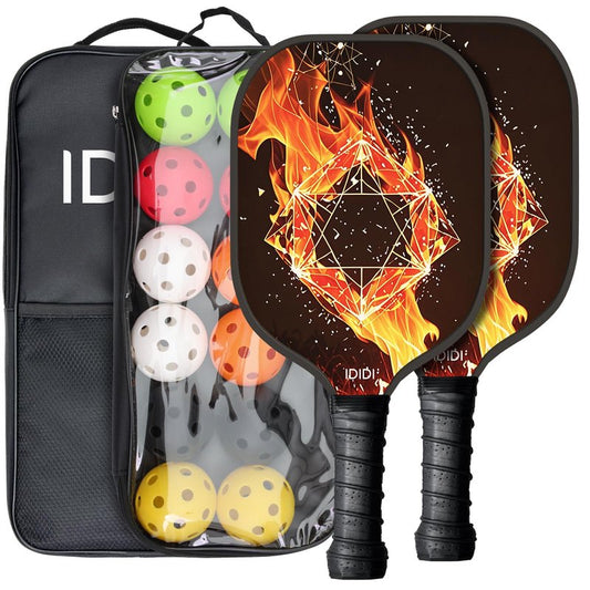 Pickleball Paddle Set-2 Pickleball Rackets, 12 Balls and 2 Portable Carry Bag,Pickleball Racquet Set for Men, Women, Kids, Adults (Carbon Fiber)