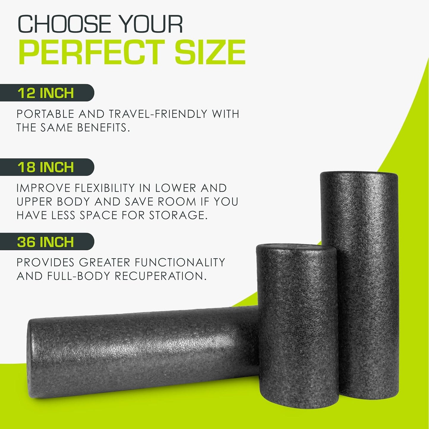 ProsourceFit High Density Foam Roller - 18 Inches Long | Firm Massage Tool for Yoga & Post Workout Recovery - Black