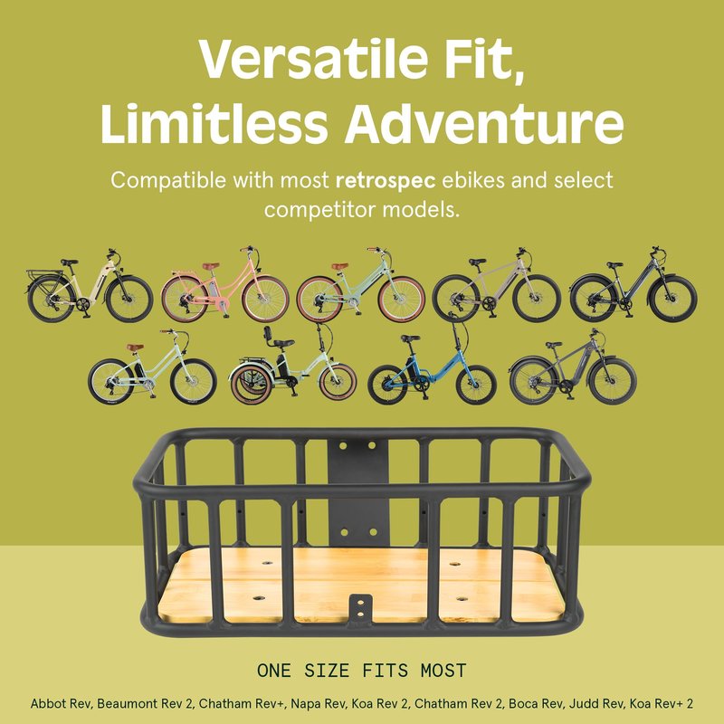 Retrospec Tote Ebike Basket Lightweight, Aluminum Front Basket for Retrospec Electric Bikes