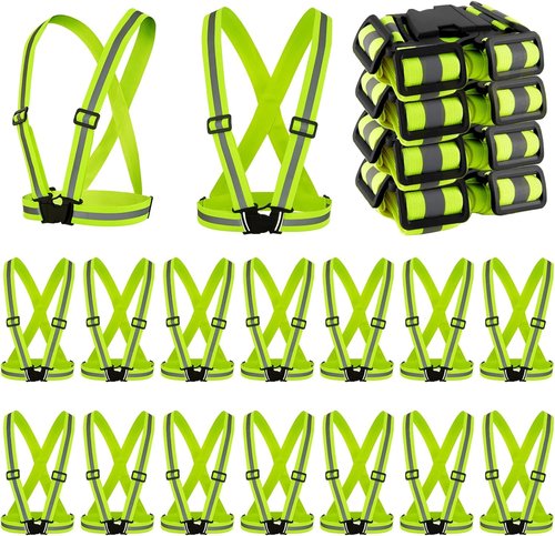 Hercicy High Visibility Safety Vests - 20 Pcs Adjustable Reflective Gear for Construction | Lightweight Yellow