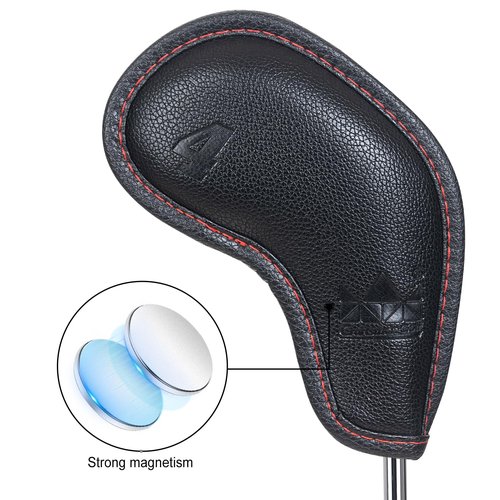 Craftsman Golf Magnetic Headcover Set for Golf Iron Headcovers Black 9pcs Understated with Debossed No.