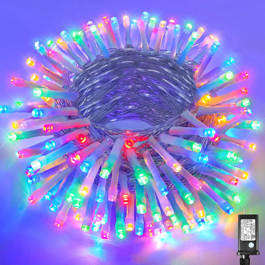 66ft Christmas Lights Outdoor Waterproof, 200 LED String Lights for Bedroom Clear Wire with 8 Modes, Plug in Twinkle Fairy String Light for Indoor Outdoor Home Party Garden Decorations, Multicolor
