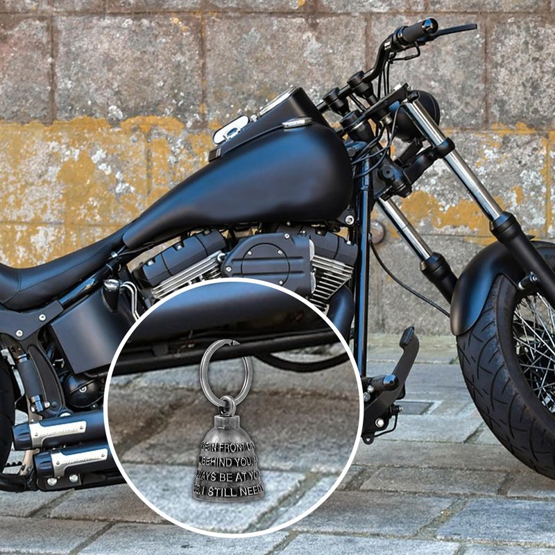 Motorcycle Bells for Biker Good Luck Riding Bells Guardian Biker Bells with Hanger Motorcycle Accessory or Keychain for Luck (Ride Safe, I Still Need You)