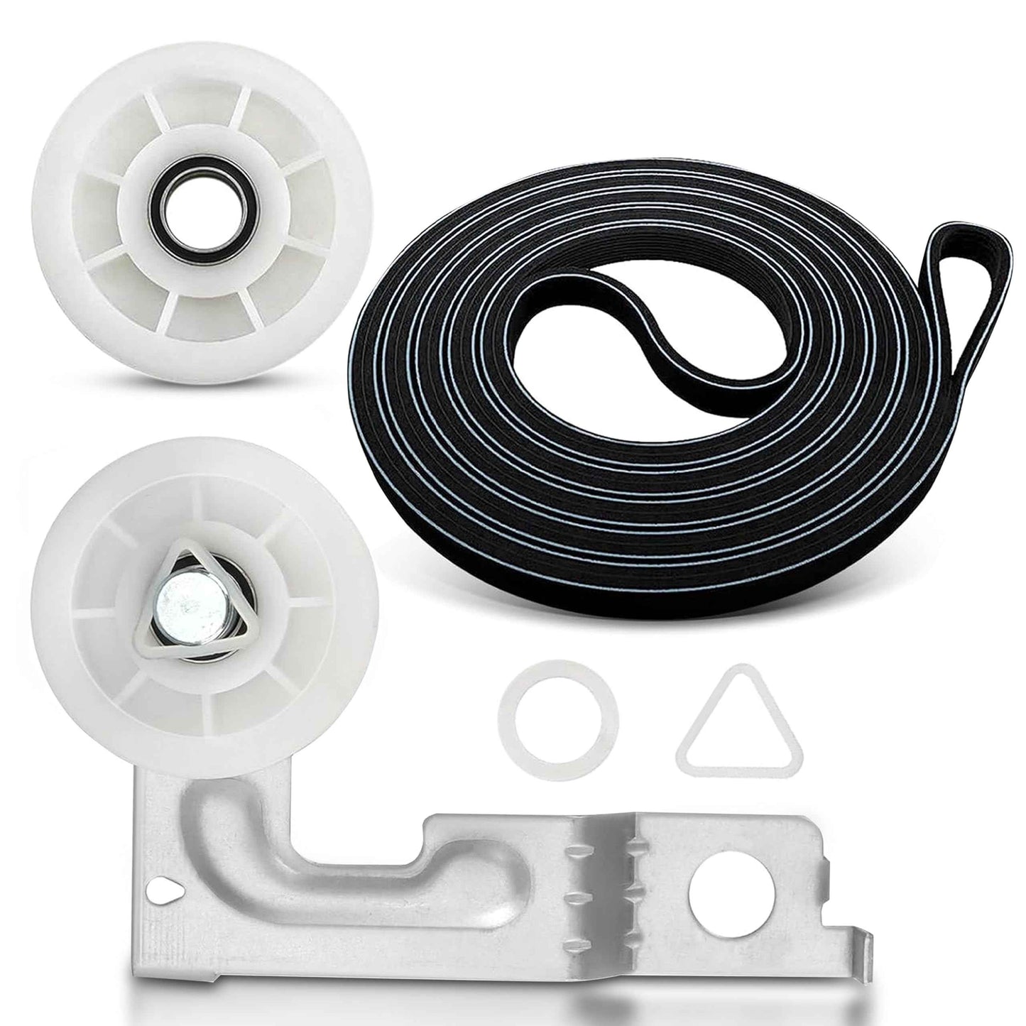 For Maytag MEDE500VW1 MEDC215EW1 MEDB835DW3, Whirlpool Duet WED9150WW1, 9050XW1 WGD9200SQ0 WGD8600YW1 GEW9250PW1 WED9400SW2 WED9200SQ0 Replaces Dryer Idler Pulley With Bracket And Dryer Drive Belt