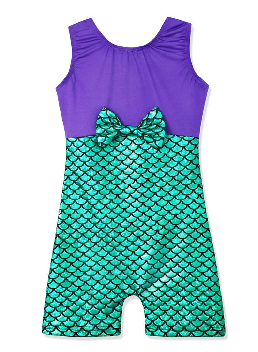 HOZIY Toddler Girls Leotards for Gymnastics Dance 3t 4t Purple Shiny Sparkly Mermaid Unitards
