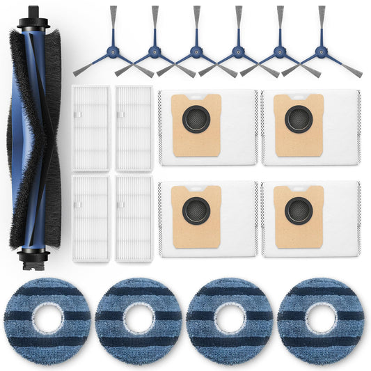 𝗢𝗺𝗻𝗶 𝗖𝟮𝟬 Accessory Kit for eufy Omni C20 Robot Vacuum, 𝟭𝟵 𝗣𝗔𝗖𝗞 Replacement Parts Include: 1* Main Rolling Brush, 4* Washable Filter, 6* Side Brush, 4* Dust Bag, 4* Mop Pad