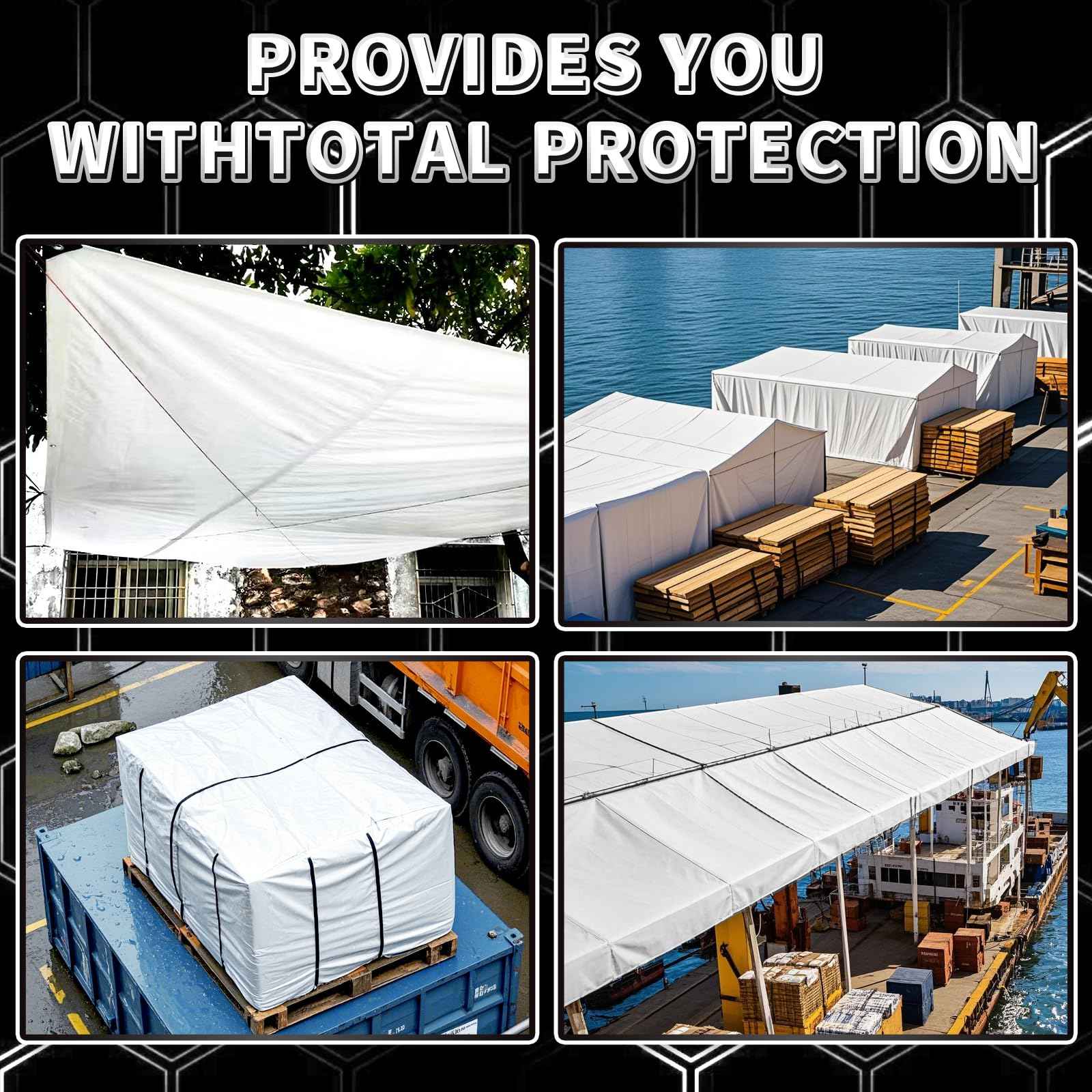 TA*RP YXCN White Tarp 10x12 Feet, 10 Mil Thick Waterproof Poly Tarps Cover UV Resistant, Rip & Tear Proof with Metal Grommets Every 20 Inches