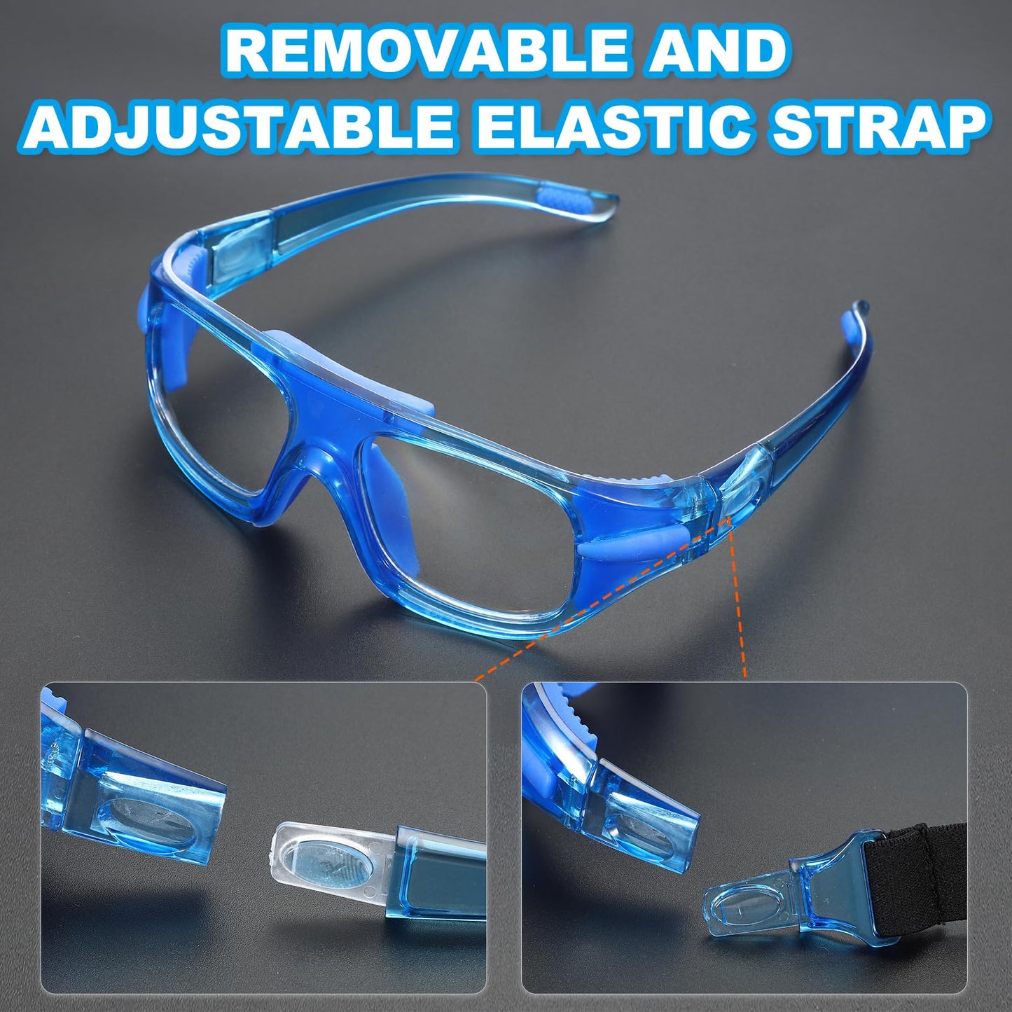 PATIKIL Adjustable Professional Sports Goggles, Unisex Safety Glasses Outdoor Sports Protective Eyewear for Basketball Racquetball Pickleball Football, Transparent