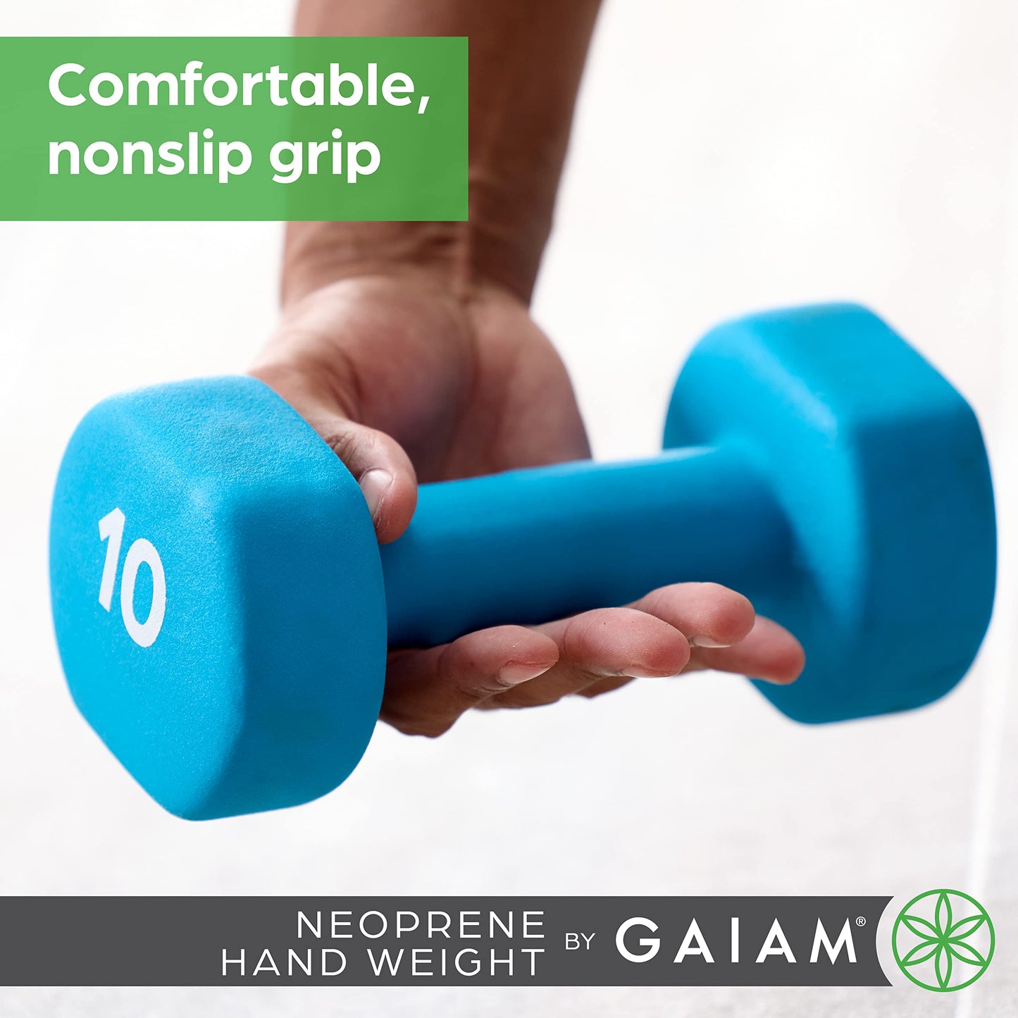 Gaiam Dumbbell Hand Weight (Sold in Singles) - Neoprene Coated Exercise & Fitness Dumbbell for Home Gym Workouts and Strength Training - Free Weights for Women and Men (8lb, Green)