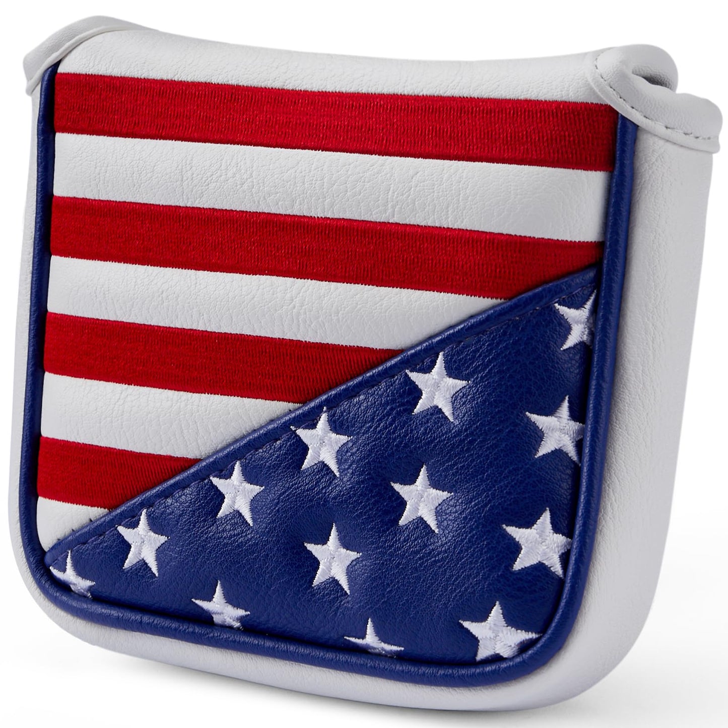 Gbourly Golf Club Square USA Mallet Putter Cover Magnetic Closure Heel Shafted PU Leather Stars and Stripes Flag Putters Headcover