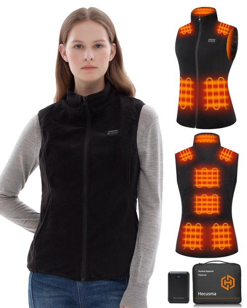 Hecusma Fleece Heated Vest for Women with Battery Pack 16000mAh 7.4V Included, Heated Fleece Vest Women, Warming Heating Vests-M