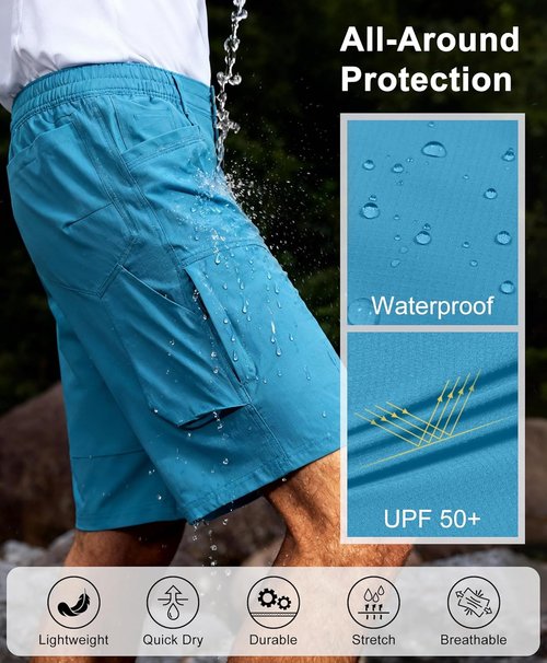Little Donkey Andy Men's Hiking Cargo Shorts - Quick Dry, Waterproof, Lightweight | 9 Pockets for Convenience