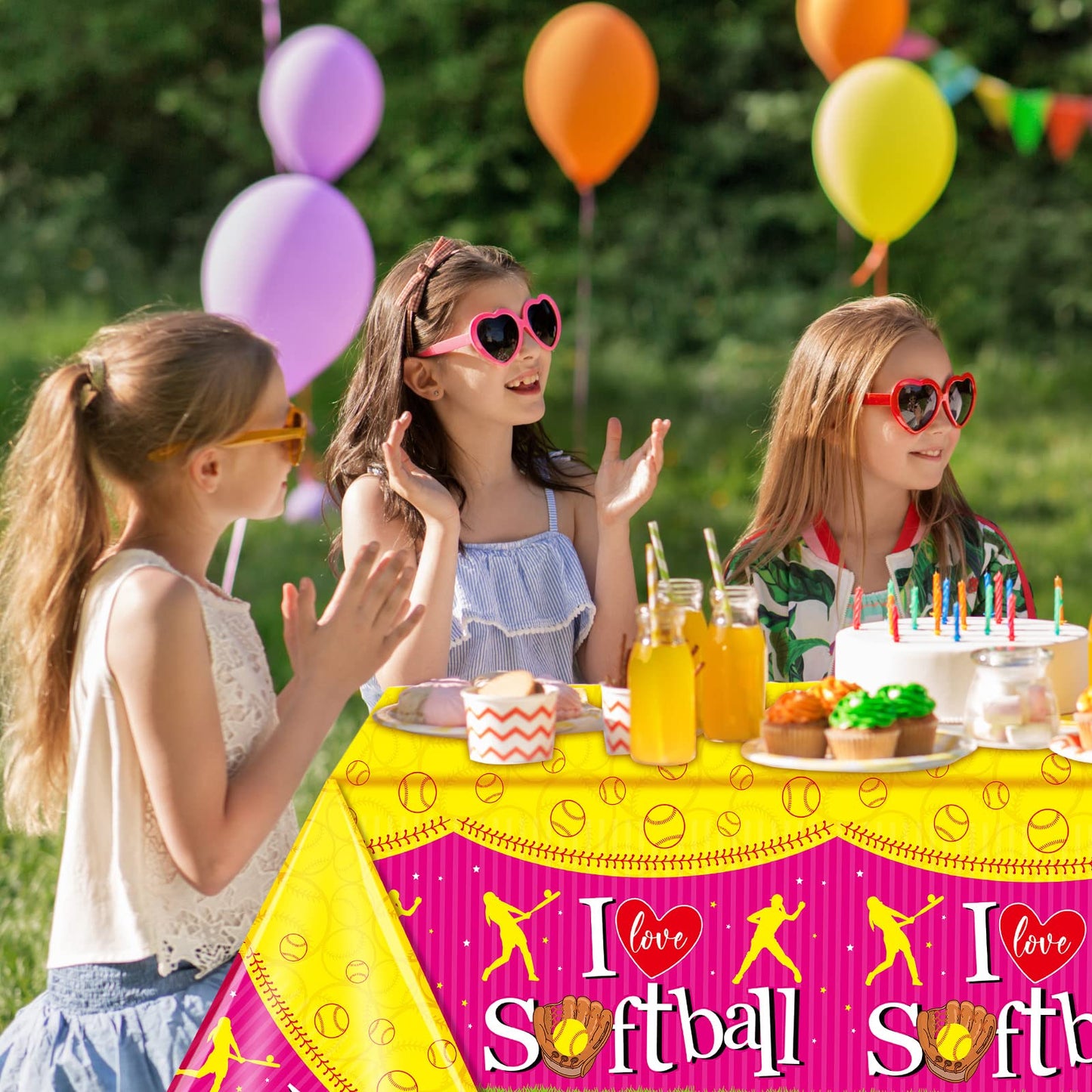 Jecery 3 Pcs Softball Tablecloth Party Decorations Softball Rectangle Plastic Outdoor Table Cloth Tablecloth Waterproof Table Covers for Sport Theme Birthday Dining Party Supplies, 51 x 86 Inches