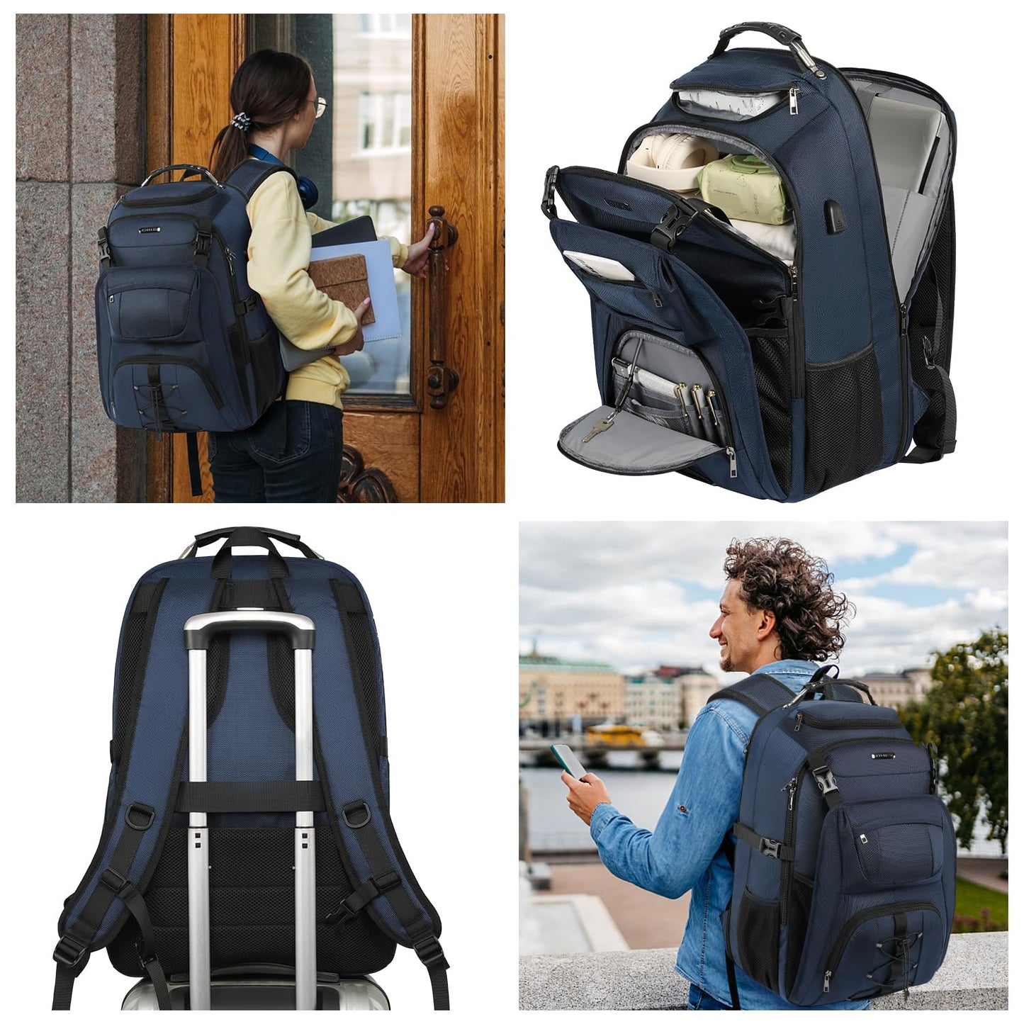 JCDOBEST TSA Friendly Travel Laptop Backpack 18.4 inch XXXL Gaming Backpack Water-Repellent College Daypack Business Backpack with RFID Pockets for Men