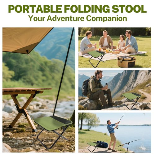 HGEKLIZV Portable Stool, Small Folding Stool for Adults, Ultralight Camping Stools for Hiking and Fishing (Green)