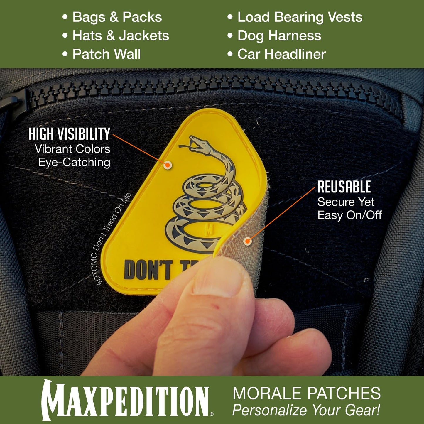 Maxpedition Gear Don't Tread on Me Patch, 3 x 2.6-Inch