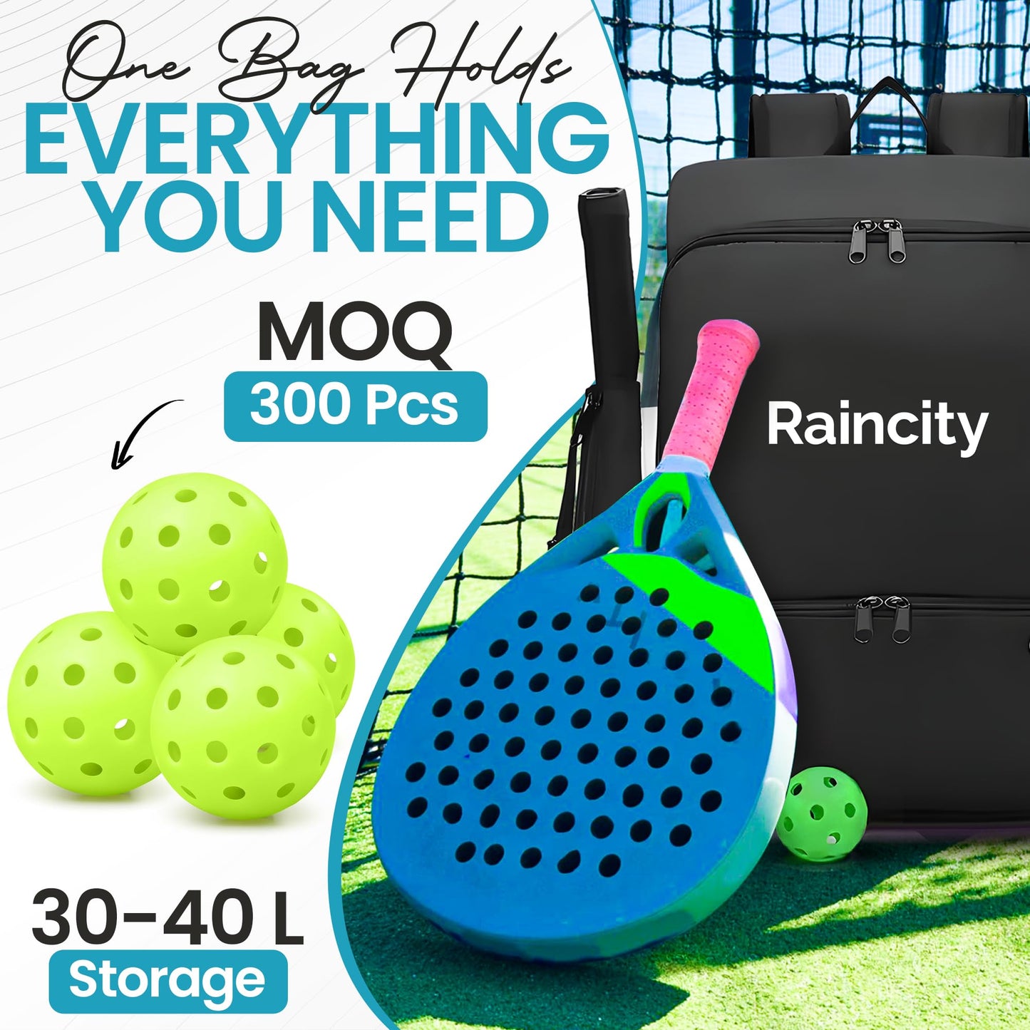 Pickleball Bags for Men & Women, Adjustable Sling Pickleball Backpack, Large Capacity with Shoe Compartment, Paddel Bag Fits 2-4 Paddles & Accessories