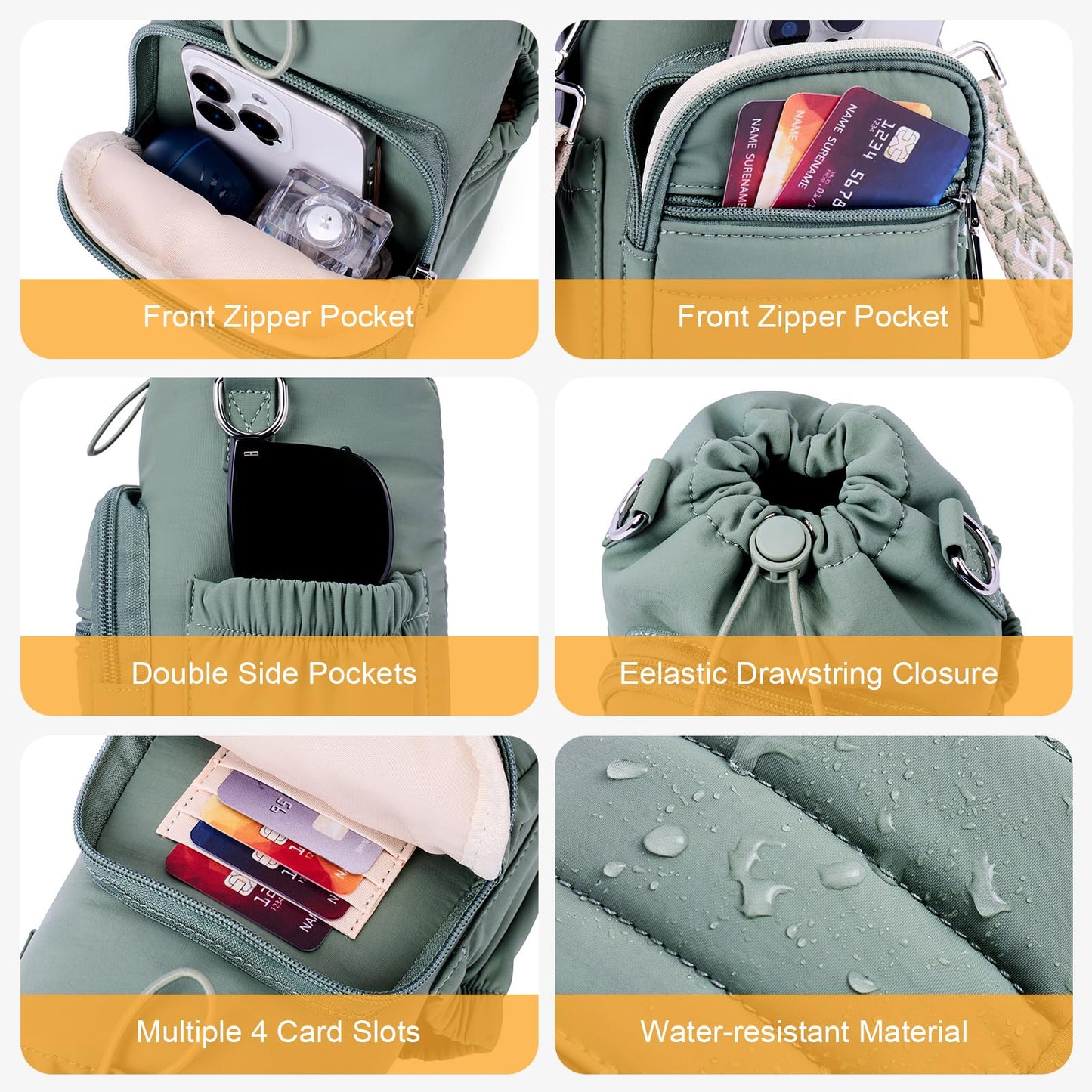Lexiyat Water Bottle Bag 40 oz Crossbody Water Bottle Holder for Walking Hiking Insulated Compartment Carrier Purse with Adjustable Strap Green