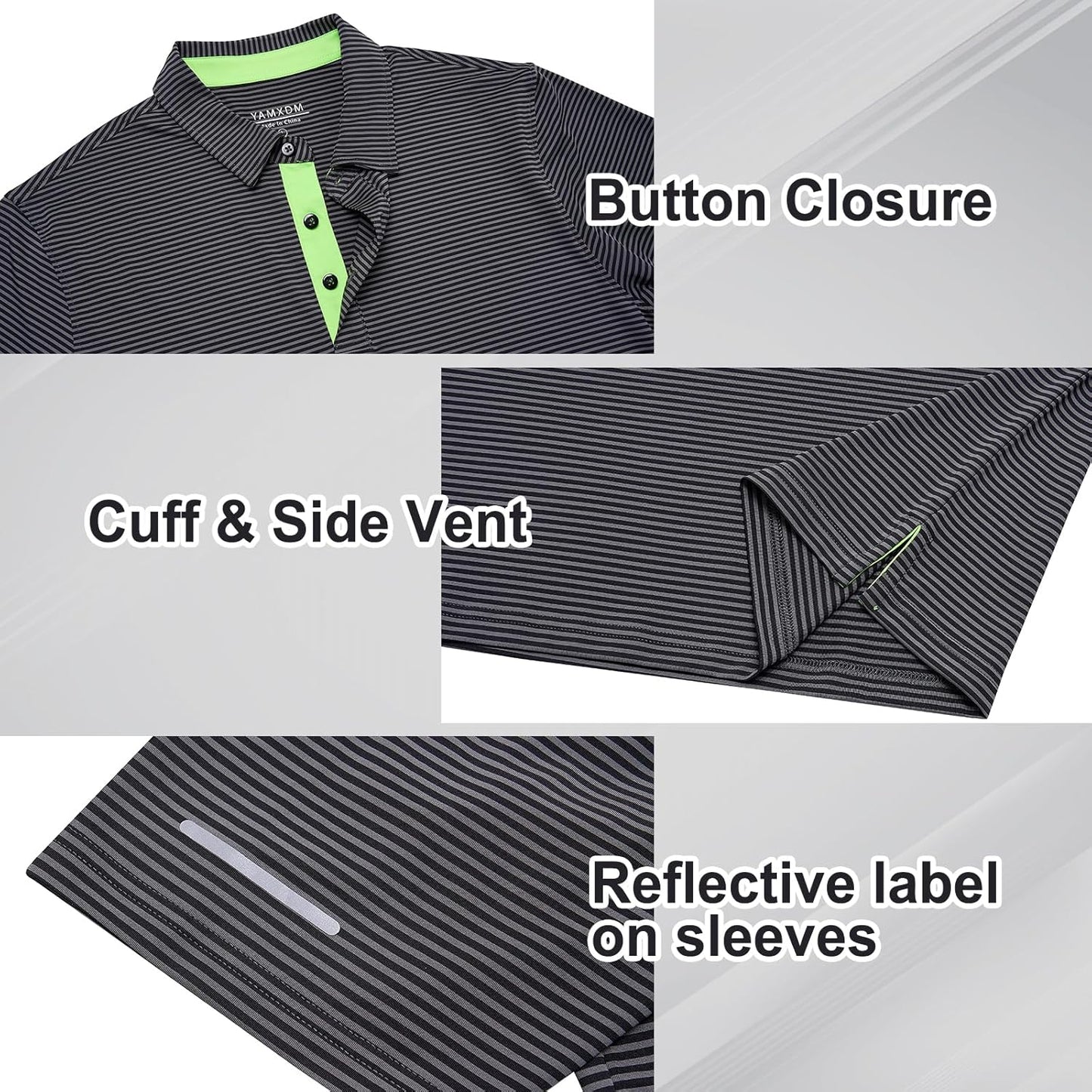 Skiennix Men's Golf Polo Shirt - Moisture-Wicking, High-Performance, Short Sleeve | Striped Casual Design