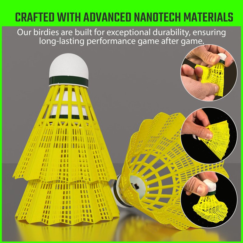 EAGLES Glow in The Dark Badminton Shuttlecocks - 5 or 10 Pack Lighting Birdies, LED or 360° Glow Birdie Balls for Badminton Set Light Up Birdies (10, 360° Glow)