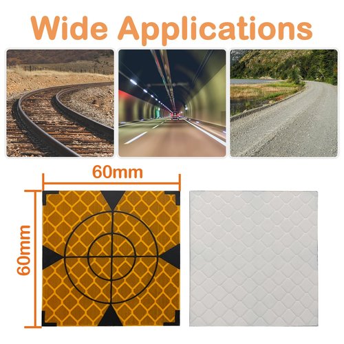 100PCS 60MM Reflector Targets for Total Stations Paste Up Reflector, Survey Target Mark,Total Stations Reflective Sheet,Yellow