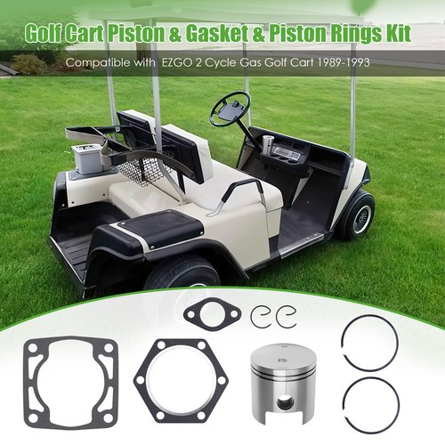 10L0L Golf Cart Piston & Gasket & Piston Rings Kit Compatible with EZGO 2 Cycle 1989-1993 Gas Golf Cart Model, Standard Bore 3PG OEM# 24624-G1 26519-G03