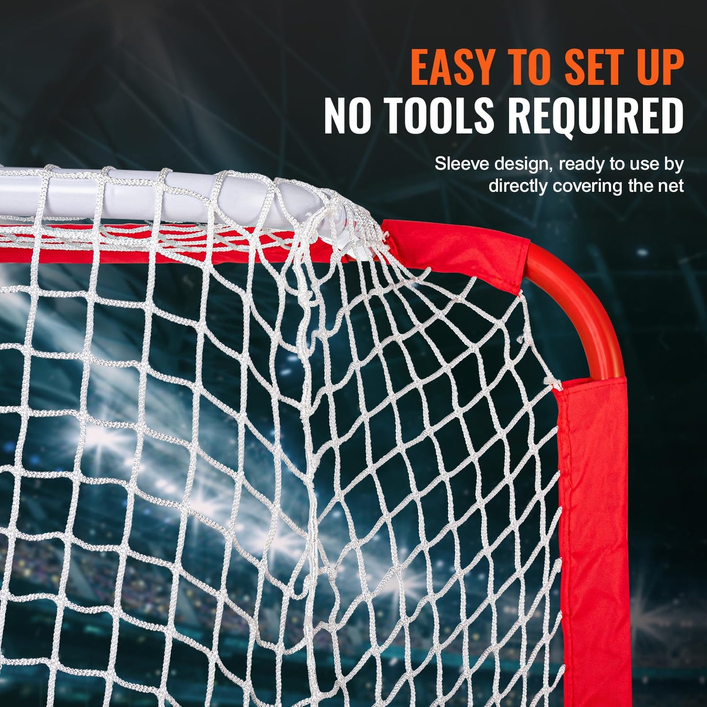 VEVOR Youth Street Hockey Net, Indoor Outdoor Steel Hockey Goal, Portable Lightweight Youth Street + Roller for Kids, Junior Training Goal Set with Net, Easy Assemble, 54" x 44", White/Red