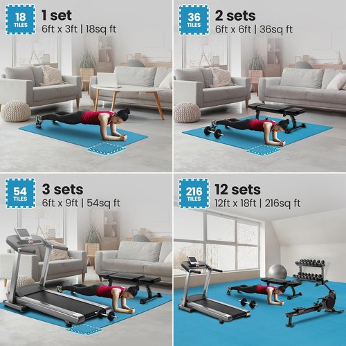 Bemaxx Gym Mats Set - 18 Pcs EVA Interlocking Foam Tiles for Home Workout | 18 Sq Ft Protective Flooring