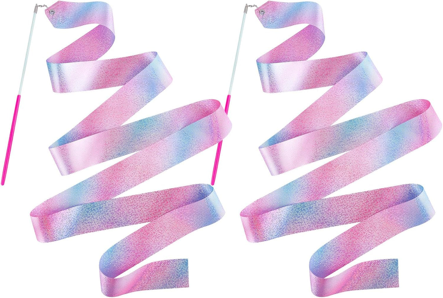 Skiennix Sparkly Dance Ribbons - 6.6 Ft Twirl Streamers for Kids' Ballet & Gymnastics Parties