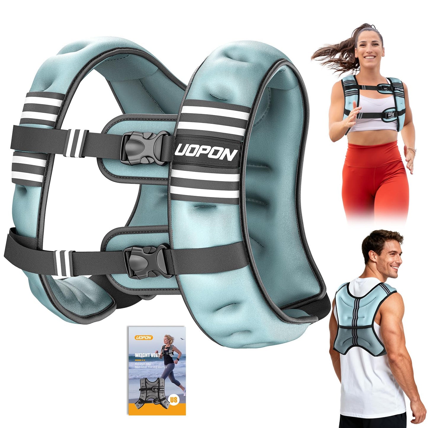 Weighted Vest for Women Men, 10 lb Weight Vest for Walking with Reflective Stripe and Adjustable Buckle Straps, Body Weights for Osteoporosis, Running, Strength Training and Weight Loss