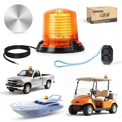 10L0L Golf Cart Flashing Safety Warning Light - Waterproof & Dustproof 12-80V Wide Voltage with 3M Cable for School Bus, Police Car, Yacht, Golf Cart